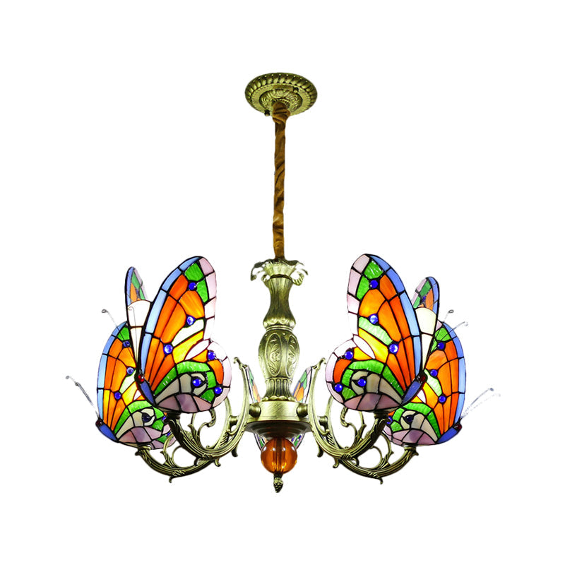 Butterfly Stained Glass Chandelier Lamp Tiffany 3/5 Bulbs - Rebooters