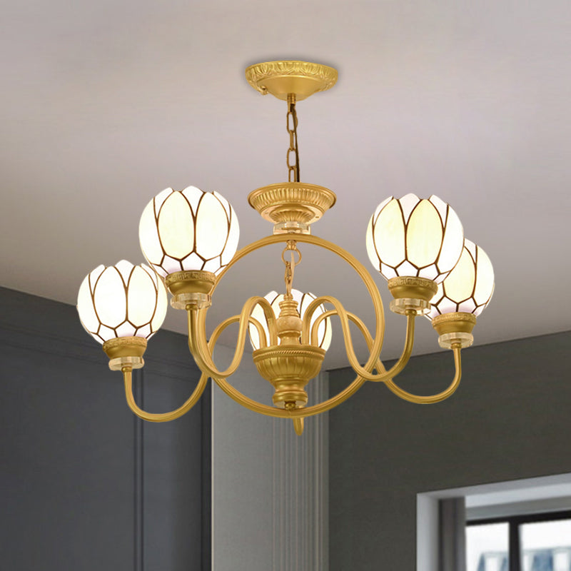 3/5 Bulbs Dining Room Chandelier Lamp Tiffany Gold Pendant Light - Rebooters