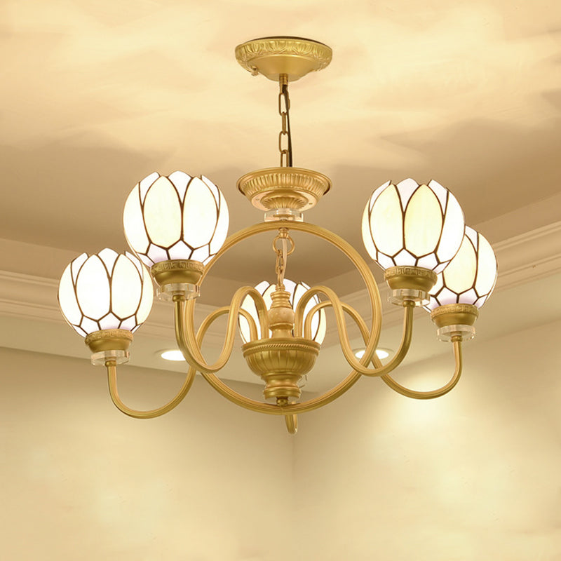 3/5 Bulbs Dining Room Chandelier Lamp Tiffany Gold Pendant Light - Rebooters