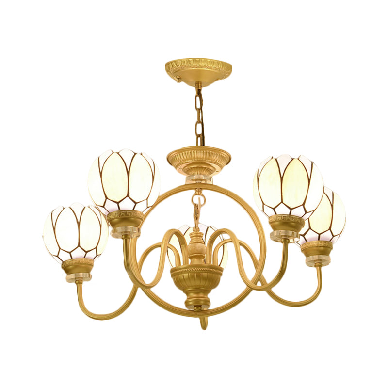 3/5 Bulbs Dining Room Chandelier Lamp Tiffany Gold Pendant Light - Rebooters