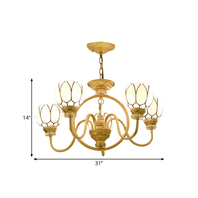 3/5 Bulbs Dining Room Chandelier Lamp Tiffany Gold Pendant Light - Rebooters