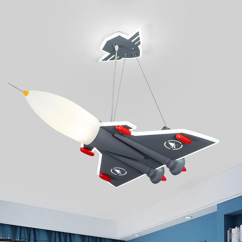 1-Bulb Kids Room Ceiling Pendant Light Cartoon Grey Chandelier - Rebooters