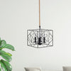 4 Heads Metallic Chandelier Lamp Warehouse Black Cubic Frame Dining Room Pendant - Rebooters