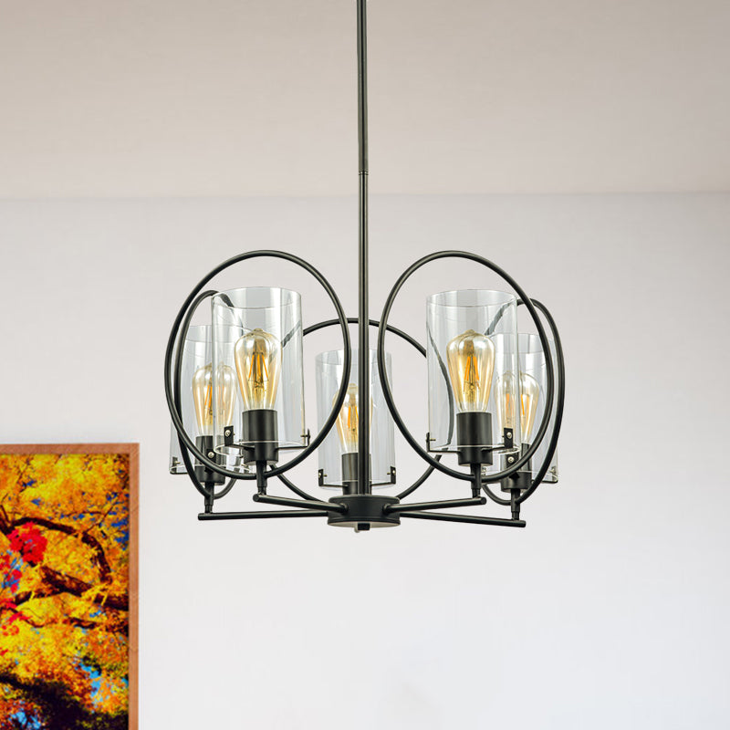 Cylinder Parlor Suspension Pendant Farmhouse Clear Glass Chandelier - Rebooters