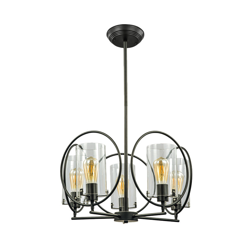 Cylinder Parlor Suspension Pendant Farmhouse Clear Glass Chandelier - Rebooters