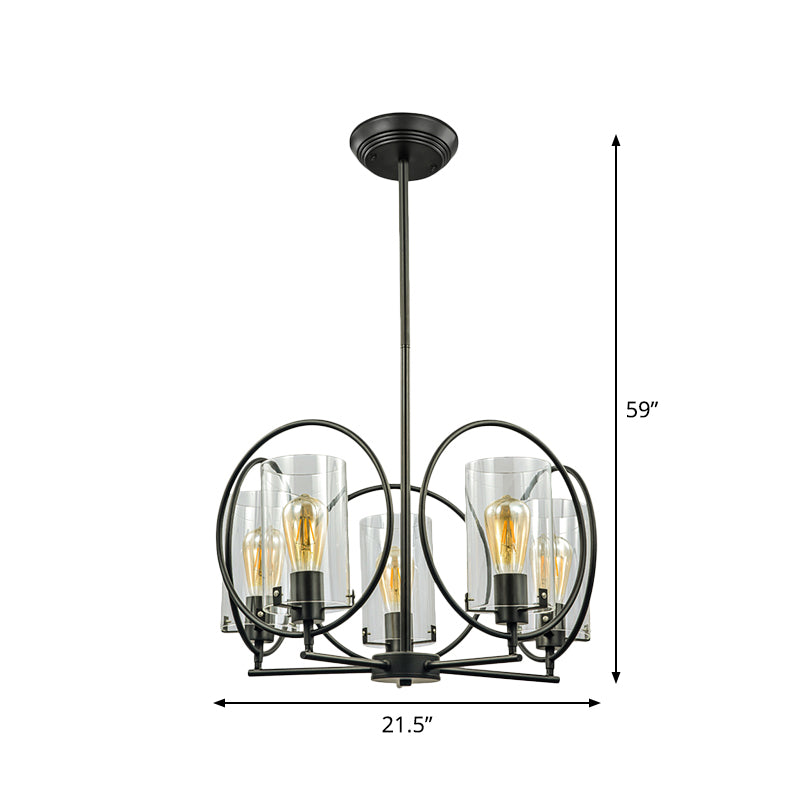 Cylinder Parlor Suspension Pendant Farmhouse Clear Glass Chandelier - Rebooters