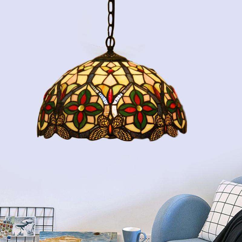 1 Head Drop Pendant Tiffany Bowl Stained Glass Light Fixture | Rebooters - Rebooters