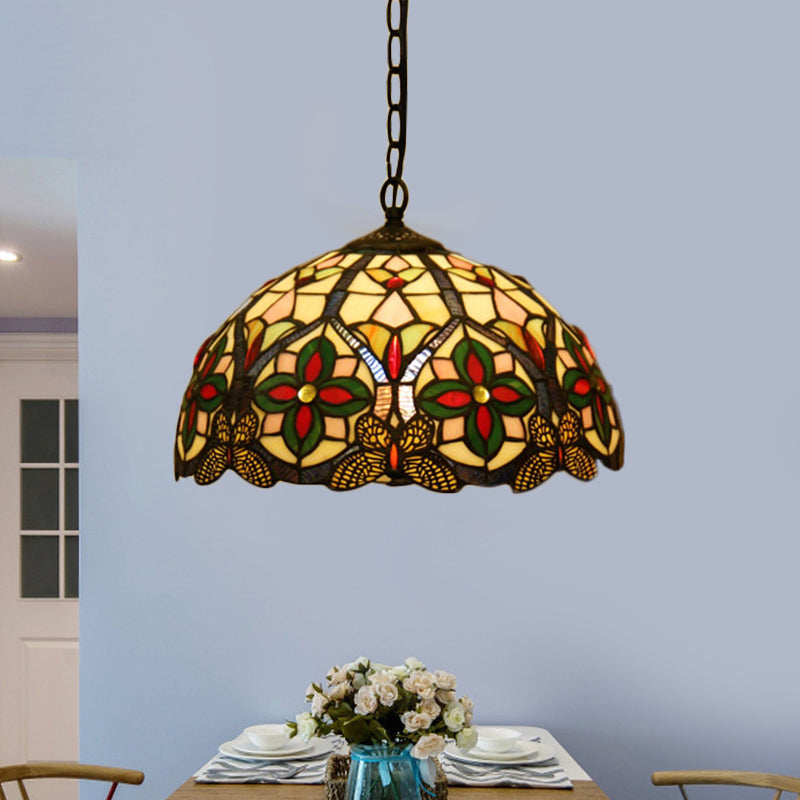 1 Head Drop Pendant Tiffany Bowl Stained Glass Light Fixture | Rebooters - Rebooters