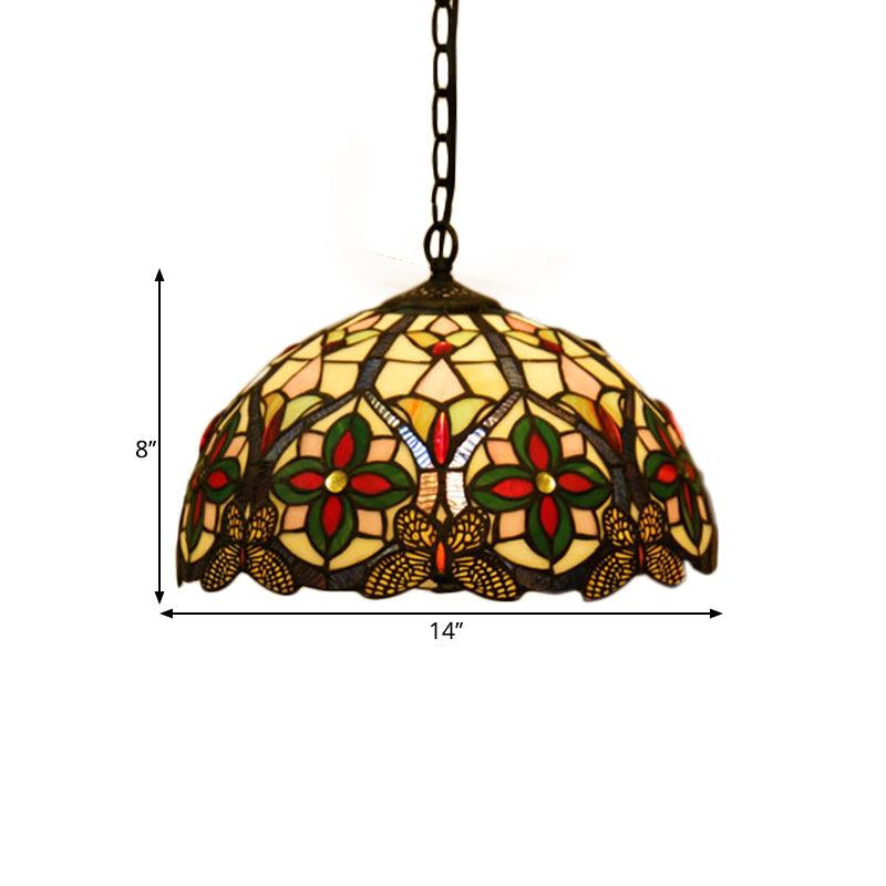 1 Head Drop Pendant Tiffany Bowl Stained Glass Light Fixture | Rebooters - Rebooters