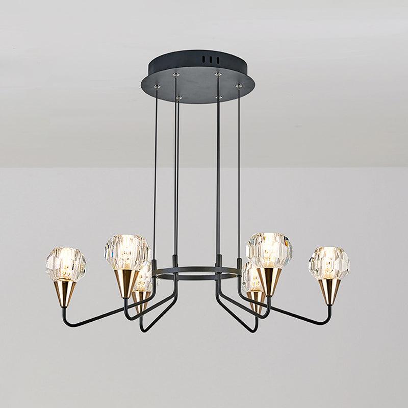 6/8 Bulbs Living Room Suspension Light Minimalism Black Chandelier - Rebooters