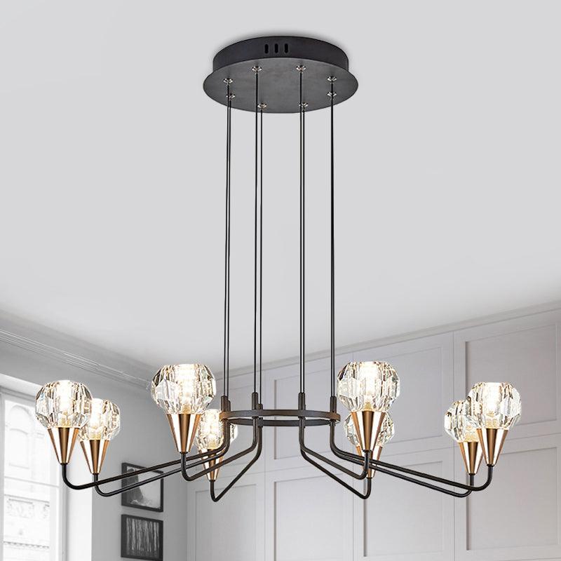 6/8 Bulbs Living Room Suspension Light Minimalism Black Chandelier - Rebooters