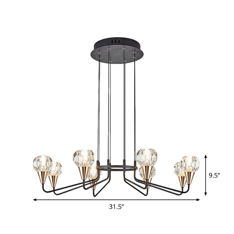 6/8 Bulbs Living Room Suspension Light Minimalism Black Chandelier - Rebooters