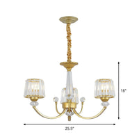 Barrel Dining Room Chandelier Lighting Crystal Block 3/6 Lights Modern Pendant Gold - Rebooters