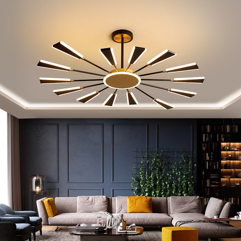 Trapezoid Living Room Chandelier Lamp Metallic LED Pendant Light - Rebooters