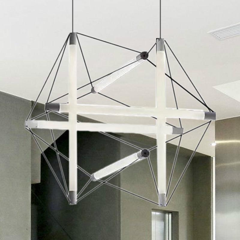 3/6 Lights Hanging Chandelier Contemporary Silver Lighting - Rebooters