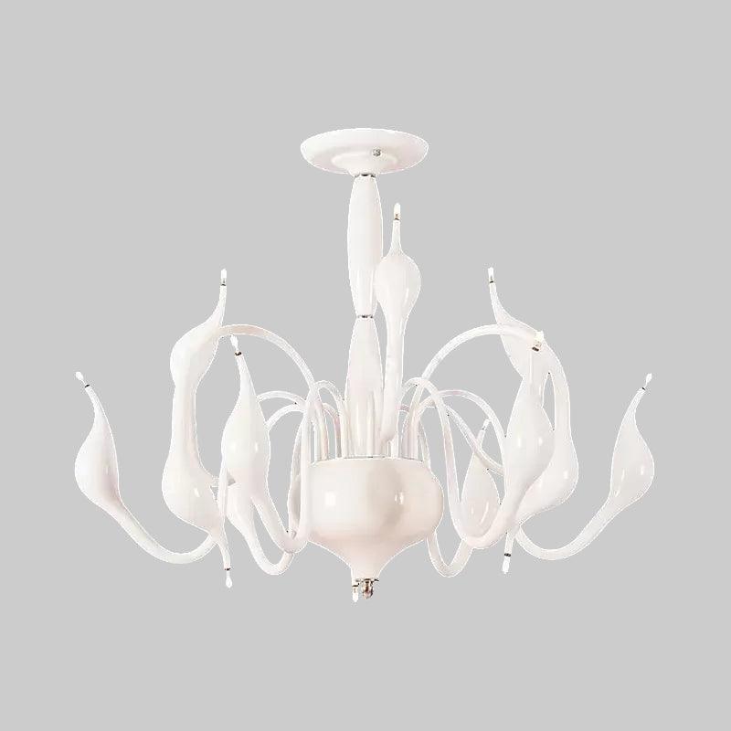 12/18 Lights Living Room Ceiling Chandelier with Swan Acrylic Shade - Rebooters