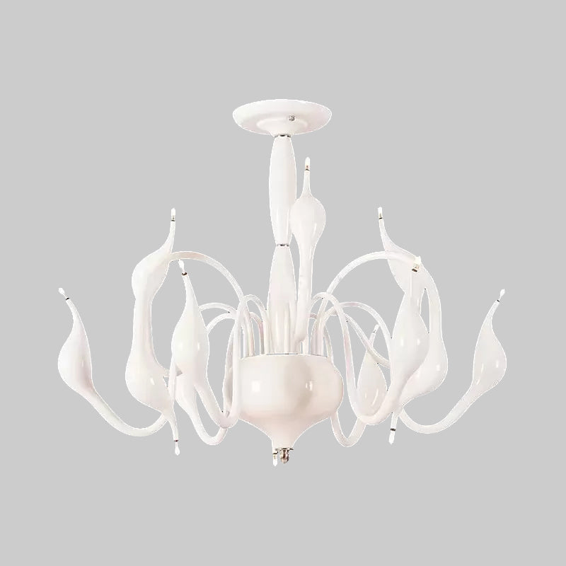 12/18 Lights Living Room Ceiling Chandelier with Swan Acrylic Shade - Rebooters