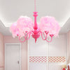 5 Lights Pink Curvy Arm Chandelier Lamp Kids Metal Lighting - Rebooters