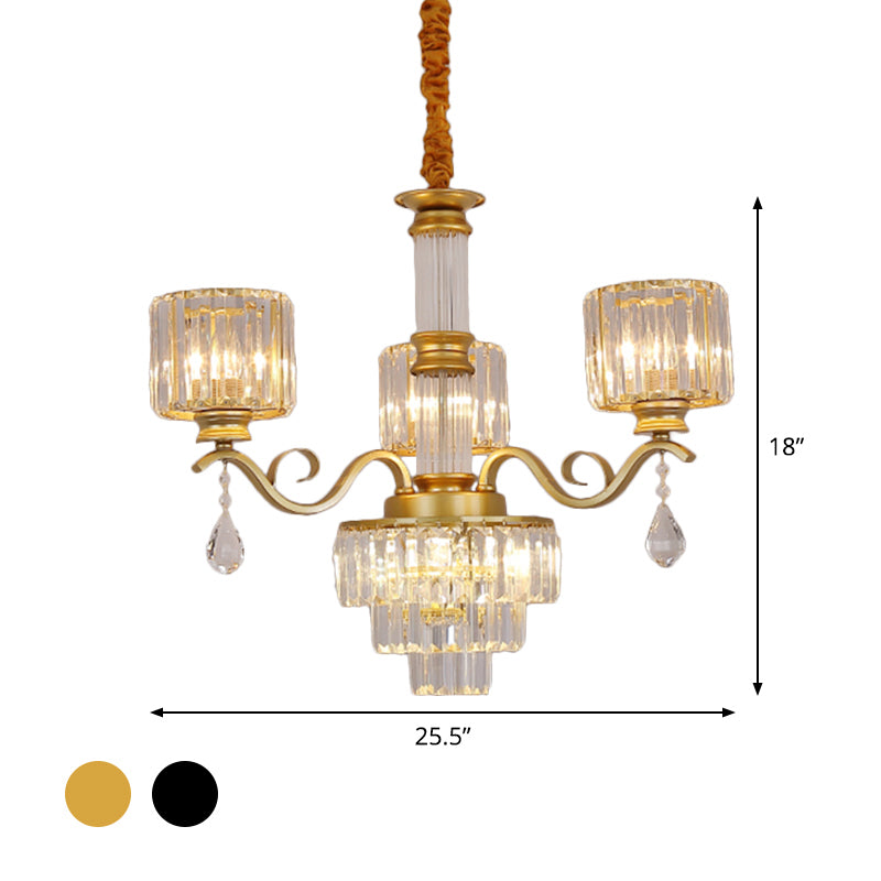 3-Tier Chandelier Lamp Minimalist Clear Crystal Ceiling Light - Rebooters