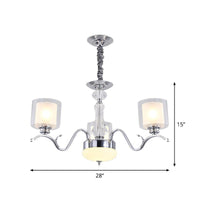 3 Bulbs Chrome Dual Cylinder Chandelier Modern Clear Glass - Rebooters