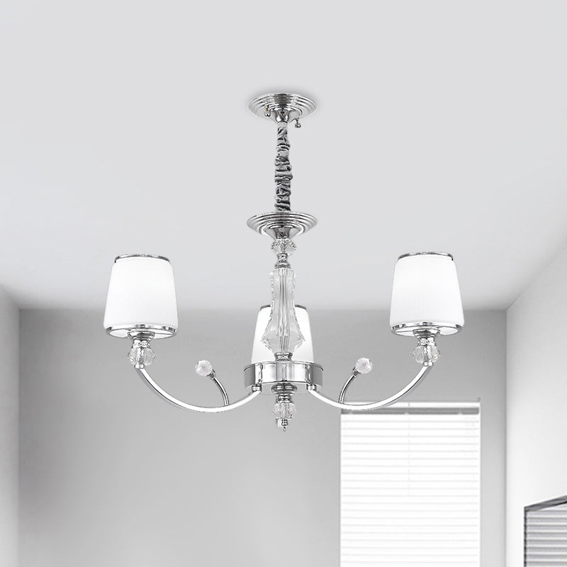 White Glass Cone Hanging Chandelier Modernism 3/6 Lights - Rebooters