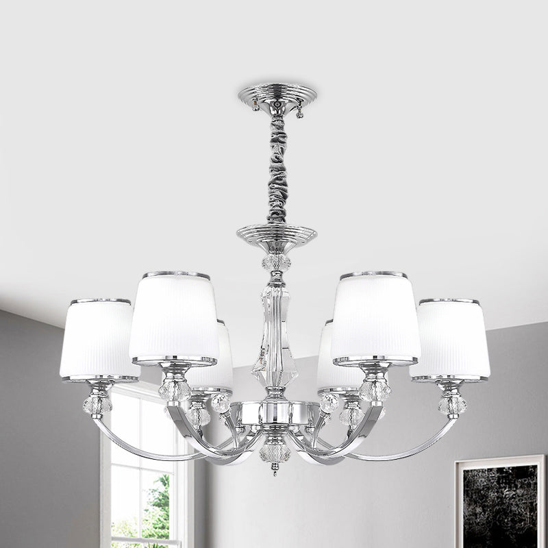 White Glass Cone Hanging Chandelier Modernism 3/6 Lights - Rebooters