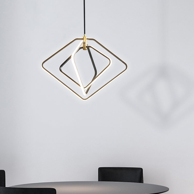 13"/16" W Rhombus Chandelier Lamp Modern Metal Ceiling Light - Rebooters