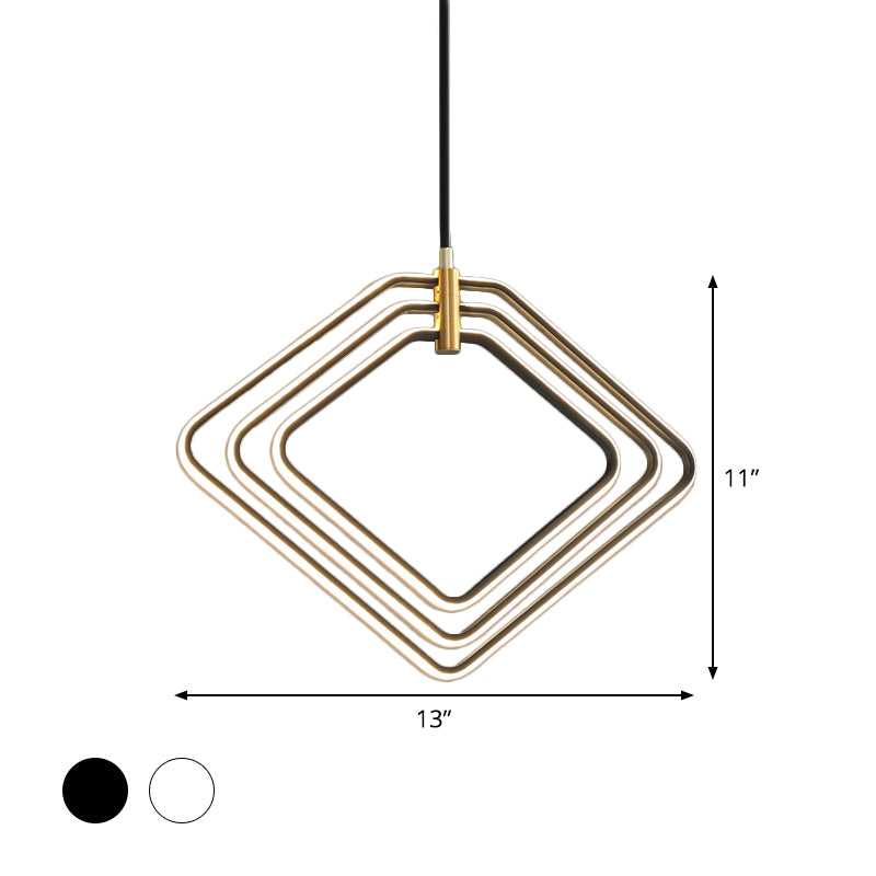 13"/16" W Rhombus Chandelier Lamp Modern Metal Ceiling Light - Rebooters