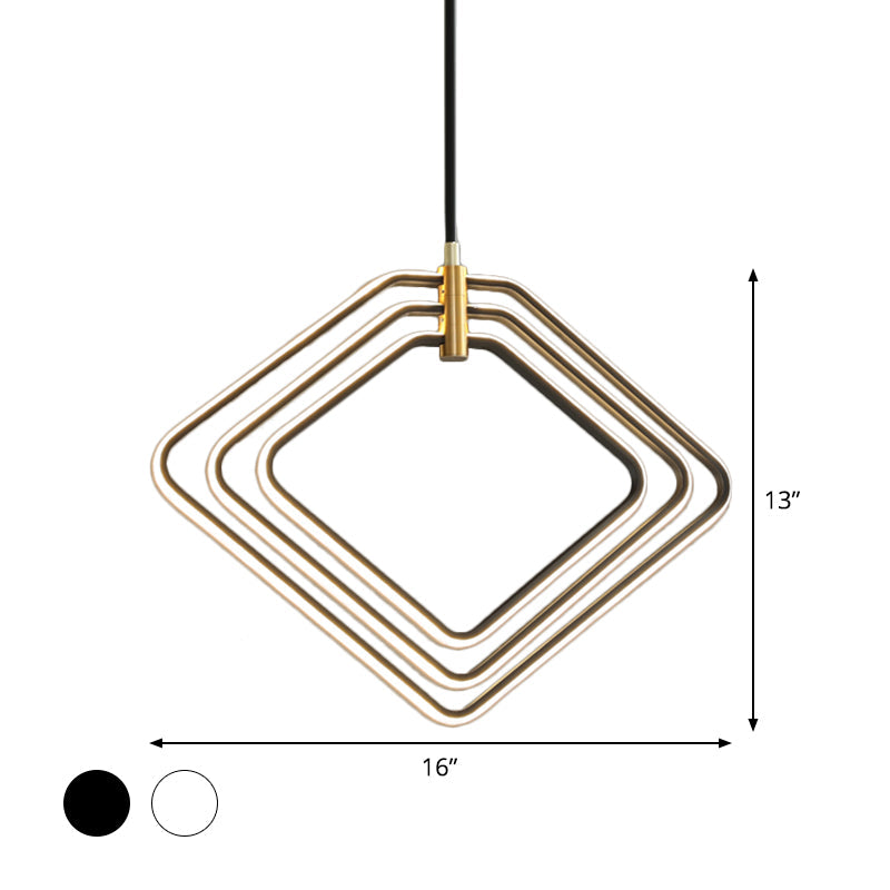 13"/16" W Rhombus Chandelier Lamp Modern Metal Ceiling Light - Rebooters