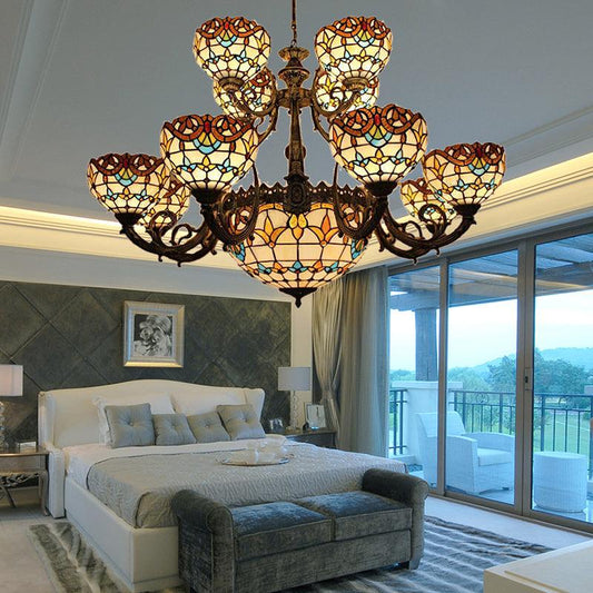 Baroque Style Extra Large Chandeliers 26/13-Light Art Glass Pendant Ceiling Lamp - Rebooters