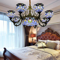 9/11/13 Lights Tiffany Stained Glass Chandelier in Blue - Rebooters