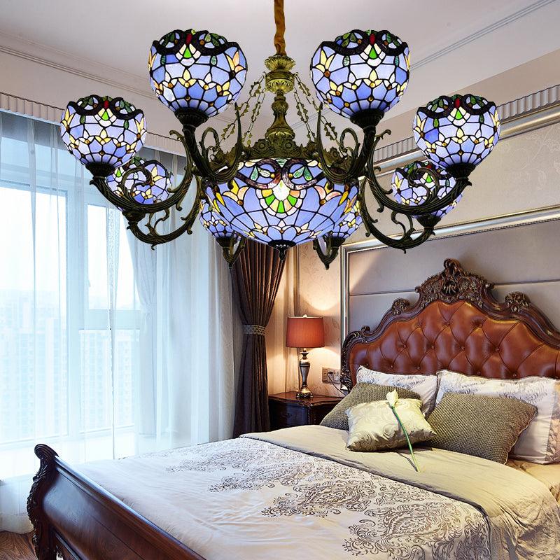 9/11/13 Lights Tiffany Stained Glass Chandelier in Blue - Rebooters
