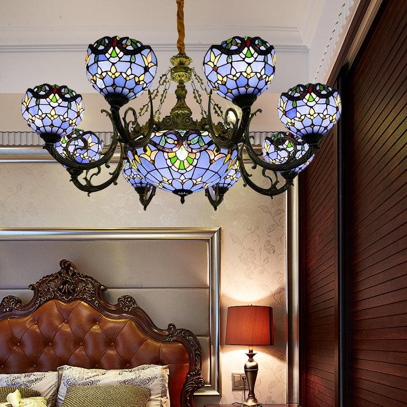 9/11/13 Lights Tiffany Stained Glass Chandelier in Blue - Rebooters