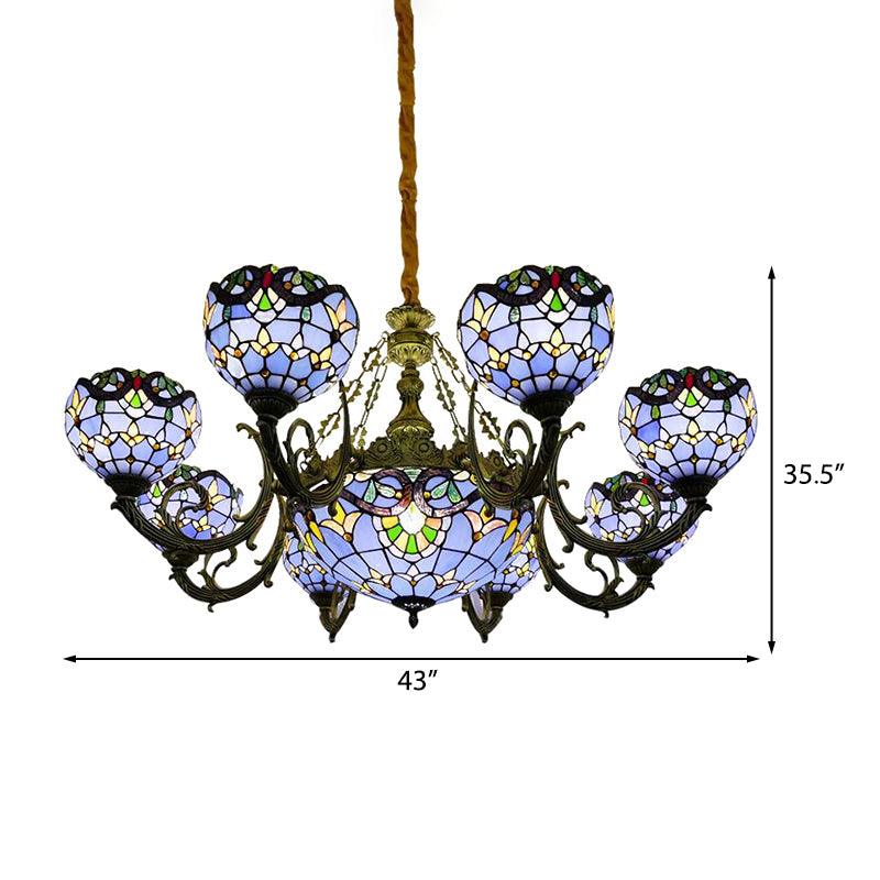 9/11/13 Lights Tiffany Stained Glass Chandelier in Blue - Rebooters