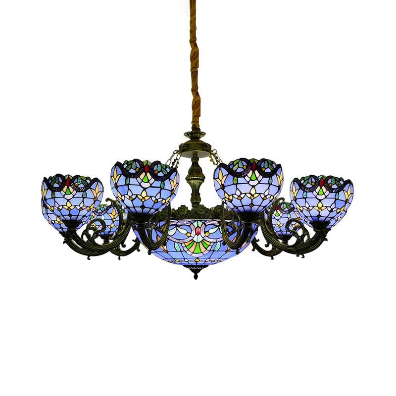9/11/13 Lights Tiffany Stained Glass Chandelier in Blue - Rebooters