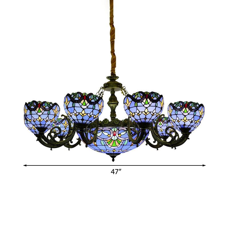 9/11/13 Lights Tiffany Stained Glass Chandelier in Blue - Rebooters