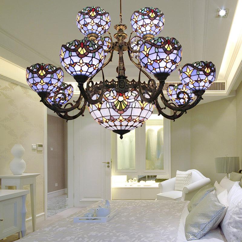 9/11/13 Lights Tiffany Stained Glass Chandelier in Blue - Rebooters