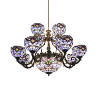 9/11/13 Lights Tiffany Stained Glass Chandelier in Blue - Rebooters