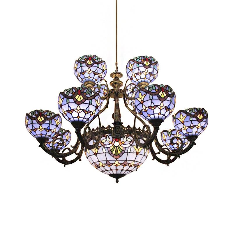 9/11/13 Lights Tiffany Stained Glass Chandelier in Blue - Rebooters