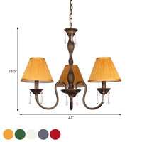 3 Lights Ceiling Lamp with Tapered Fabric Shade Beige Red Yellow - Rebooters