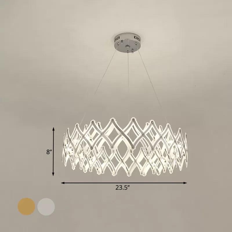 31.5"/23.5" W Grid Chandelier Acrylic LED Lamp Chrome Gold - Rebooters