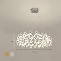 31.5"/23.5" W Grid Chandelier Acrylic LED Lamp Chrome Gold - Rebooters