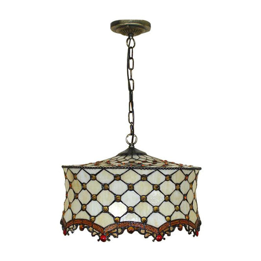 Beige Jeweled Ceiling Lamp Tiffany Stylish 3 Heads Pendant - Rebooters