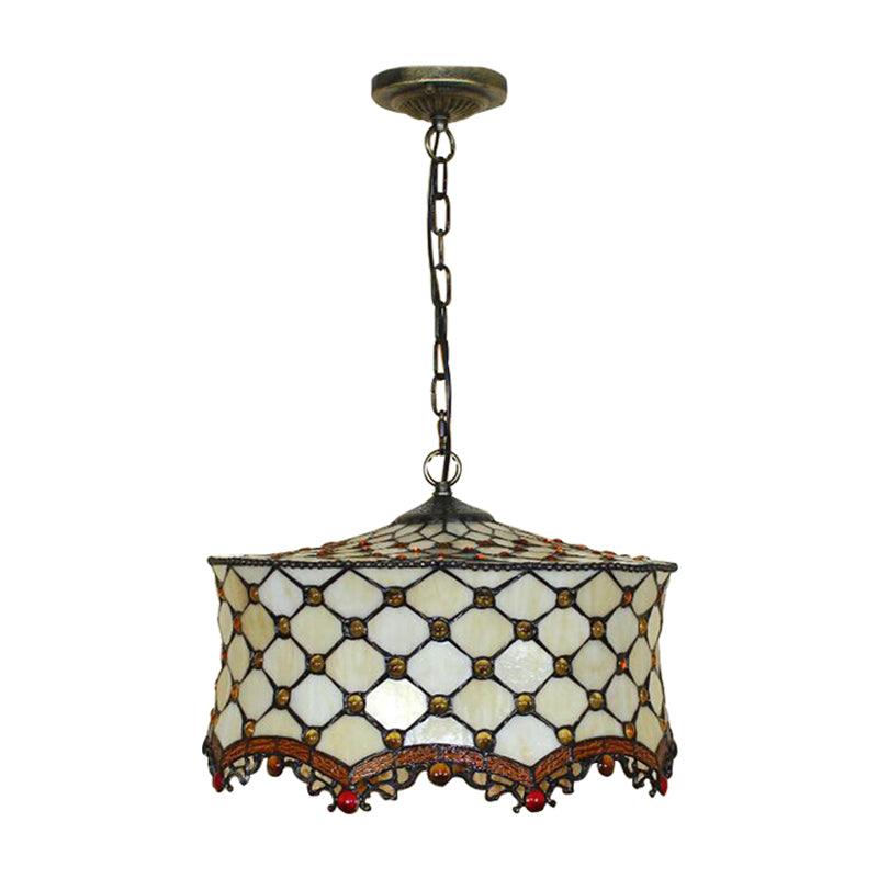 Beige Jeweled Ceiling Lamp Tiffany Stylish 3 Heads Pendant - Rebooters
