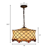 Beige Jeweled Ceiling Lamp Tiffany Stylish 3 Heads Pendant - Rebooters
