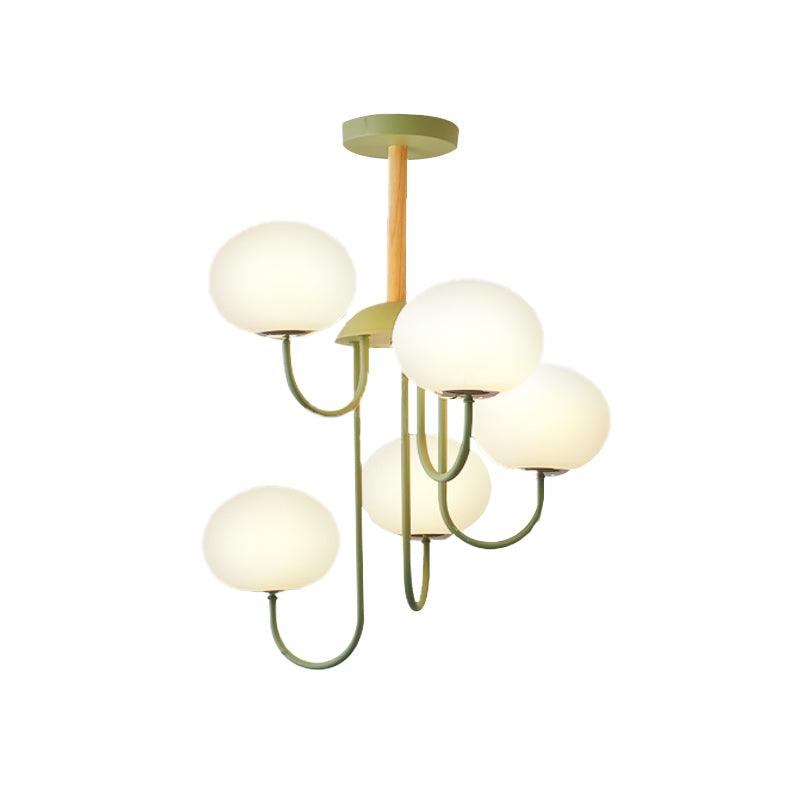 3/5 Lights Living Room Hanging Lamp with Pearl Glass Shade - Rebooters