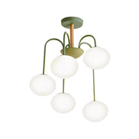 3/5 Lights Living Room Hanging Lamp with Pearl Glass Shade - Rebooters