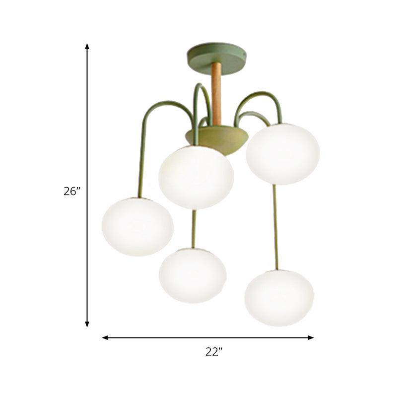 3/5 Lights Living Room Hanging Lamp with Pearl Glass Shade - Rebooters