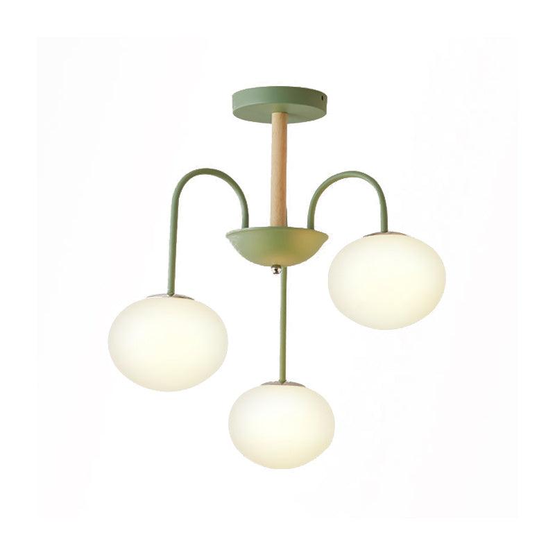 3/5 Lights Living Room Hanging Lamp with Pearl Glass Shade - Rebooters