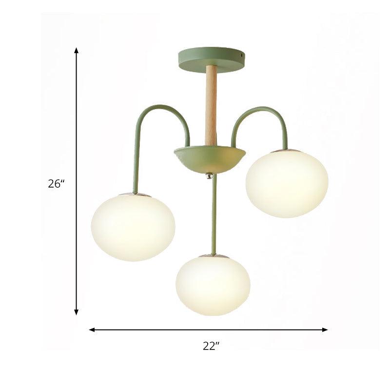 3/5 Lights Living Room Hanging Lamp with Pearl Glass Shade - Rebooters